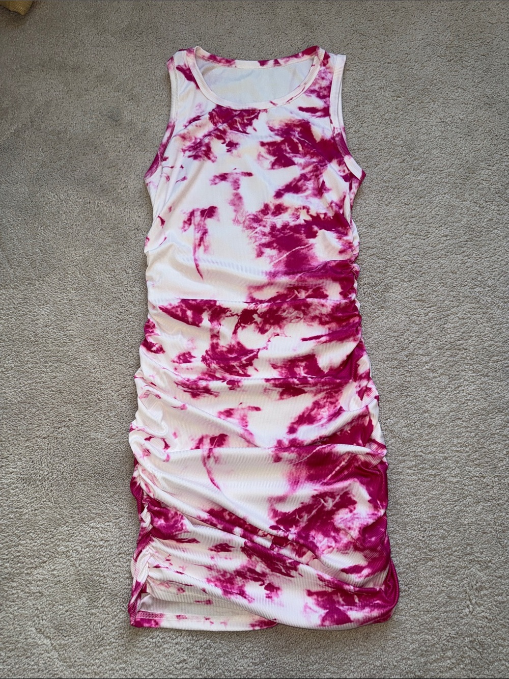 Medium Pink and White Tie-Dye Dress